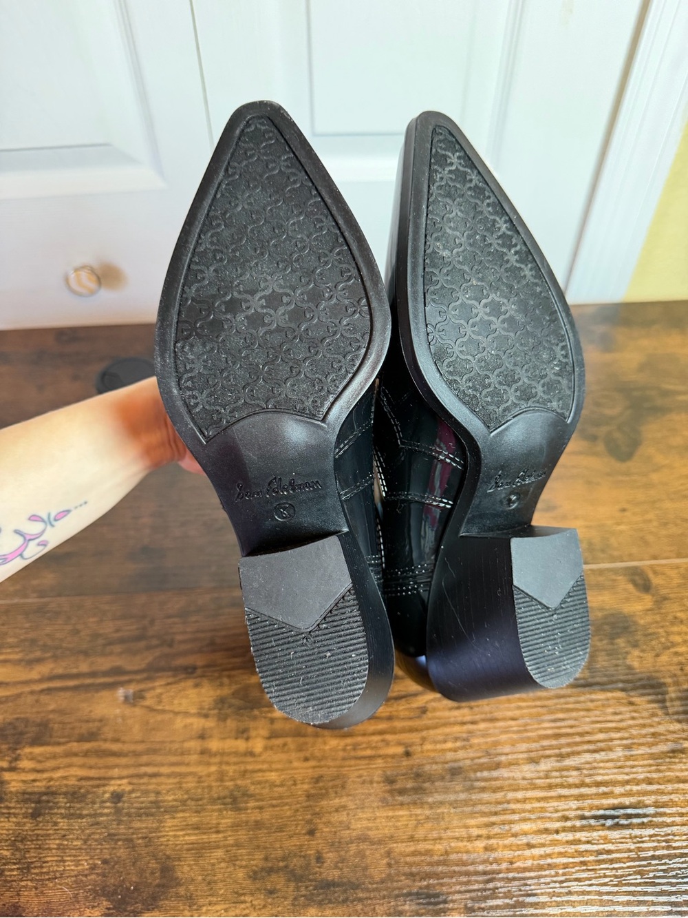 Sam Edelman Winona Rain Black Patent Western Chelsea Ankle Boots Women’s 8M Fall - Picture 8 of 11